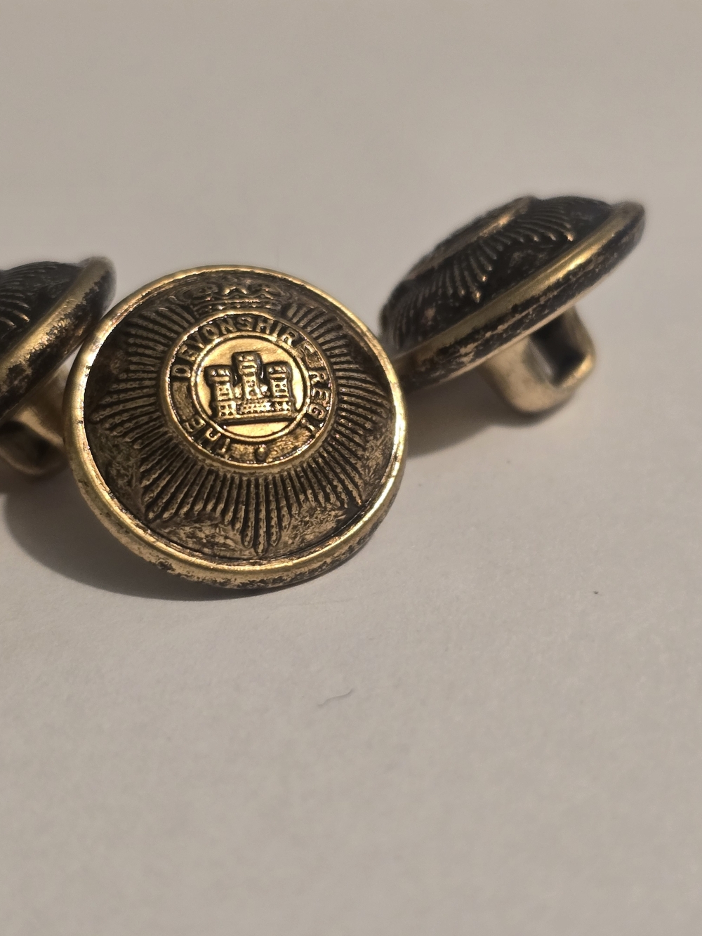 The Devonshire Regiment Of The British Army Set Of 4 Brass Buttons Vintage